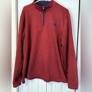 Under Armour Cold Gear Long Sleeve Loose Quarter Zip Red Sweatshirt! M Size XXL